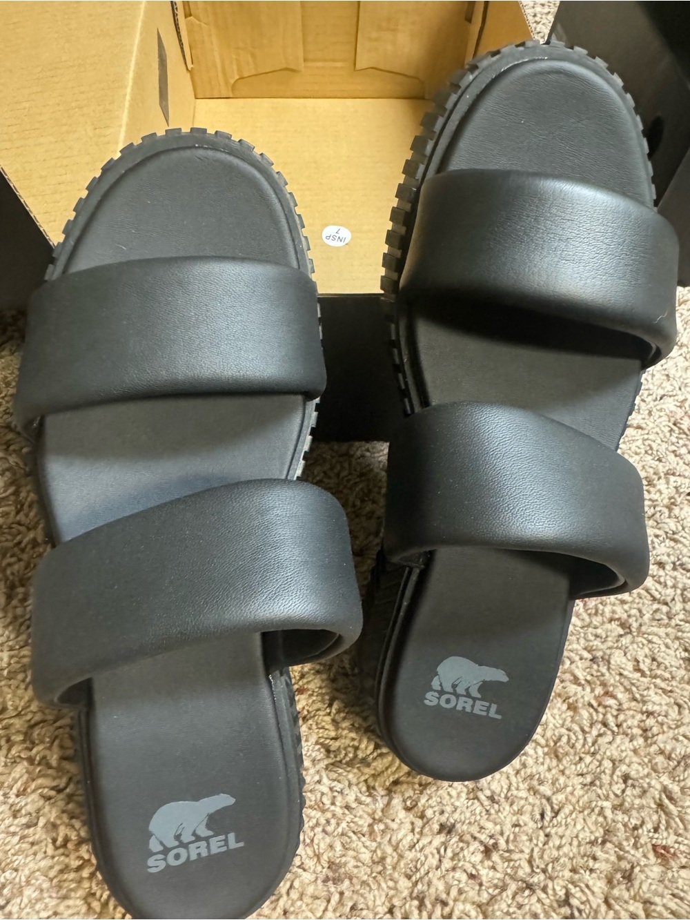 Sorel Black Dual-Strap Slide Sandals